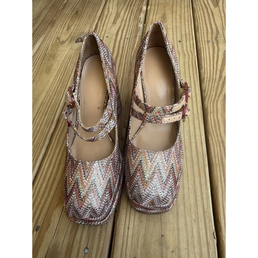 Sam Edelman Circus Mauve/Amber Chevron Print Platform Mary Jane Heels sz 7M
